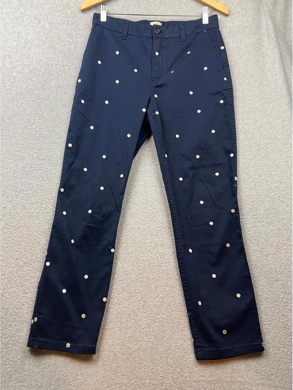 J. Crew Chino Pants Womens Size 27 Polka Dot Straight Leg Causal Office Preppy